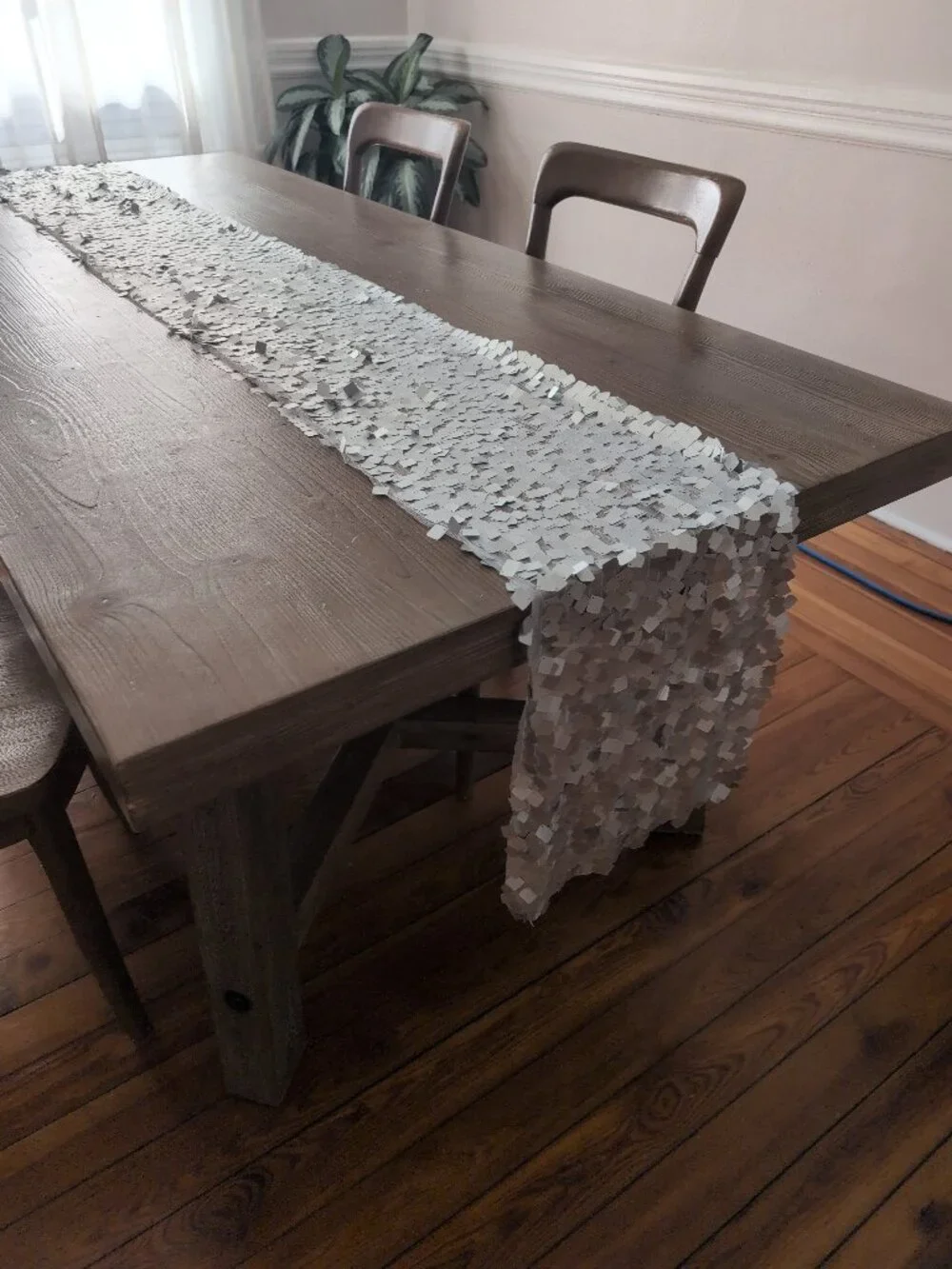 Three Piece Silver Metallic Table Runner in Two Sizes